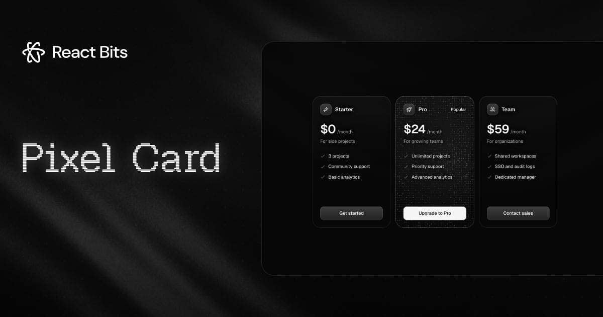 Pixel Card, a React Bits component